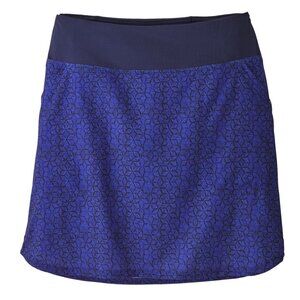 Patagonia Women's Tech Fishing Skort in Blue Black Geometric Print